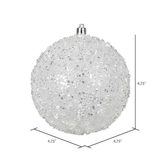 Vickerman White Glitter Hail Ball Christmas Ornaments